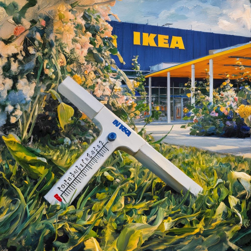 Temperature Tool in Garden as Gouache Painting