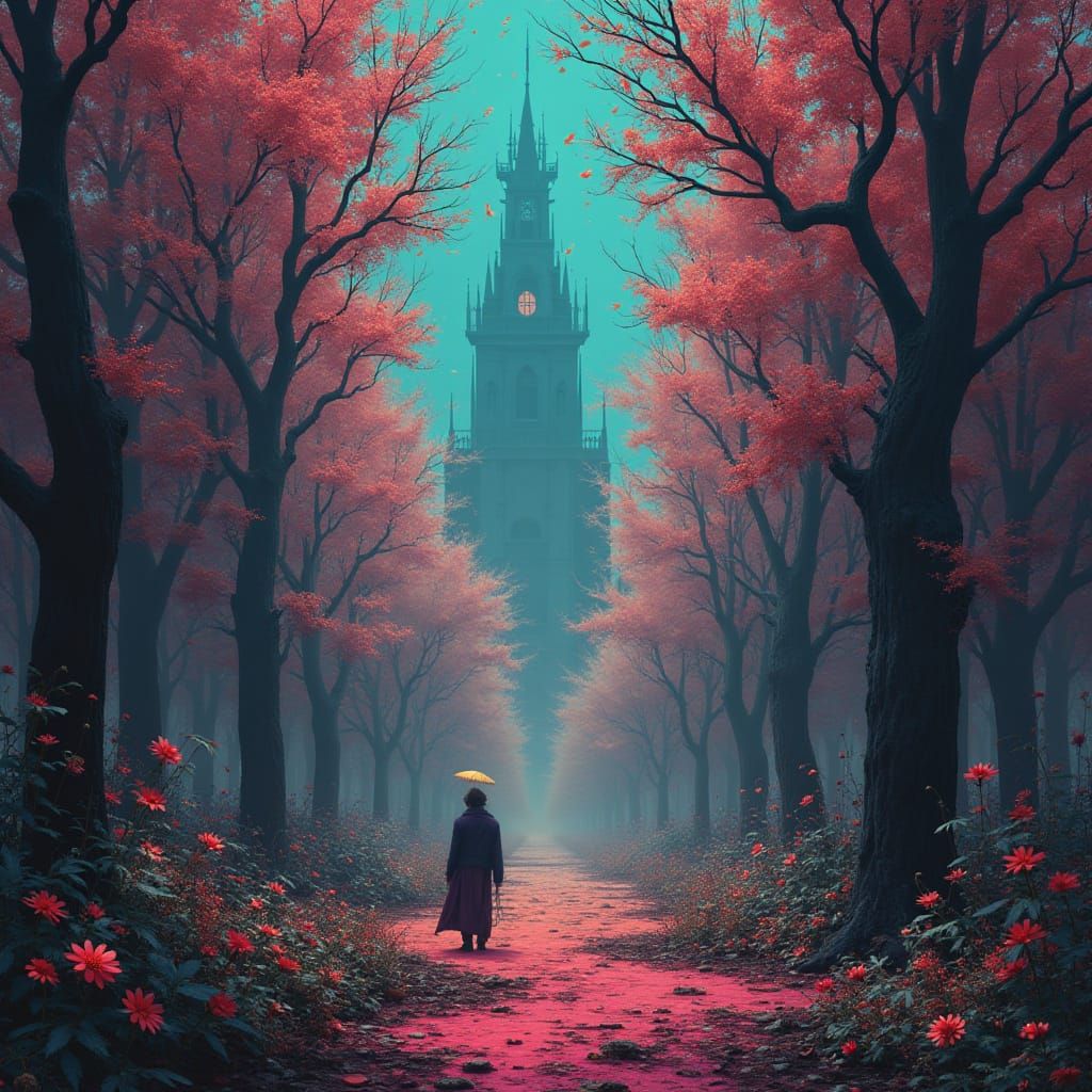 Dreamlike Futuristic Landscape in Vibrant Colors