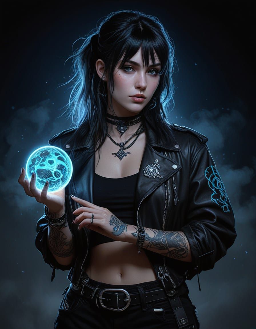 Enigmatic Witch in Turbulent Night