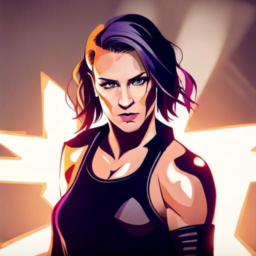 Gothic Wrestler in Purple and Black Gear