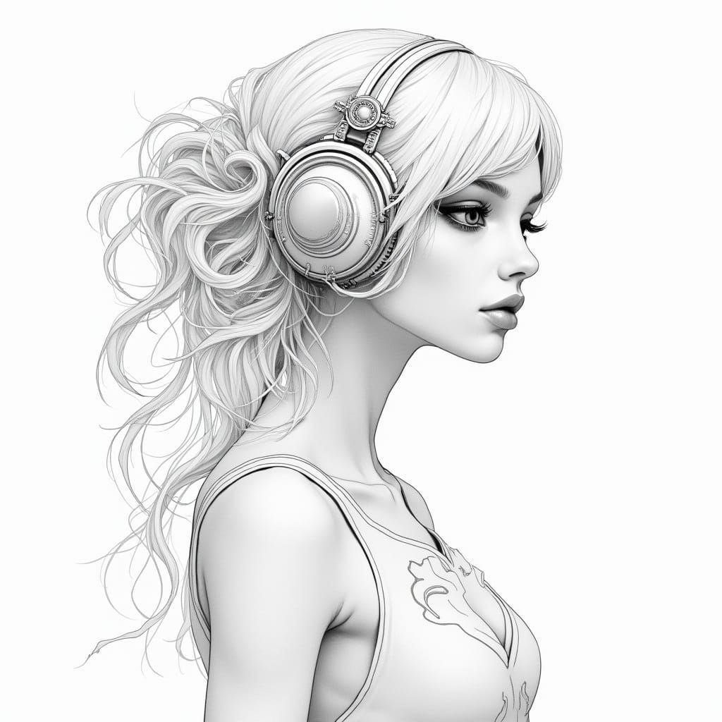 Cyberpunk Girls in Elegant Art Nouveau Style