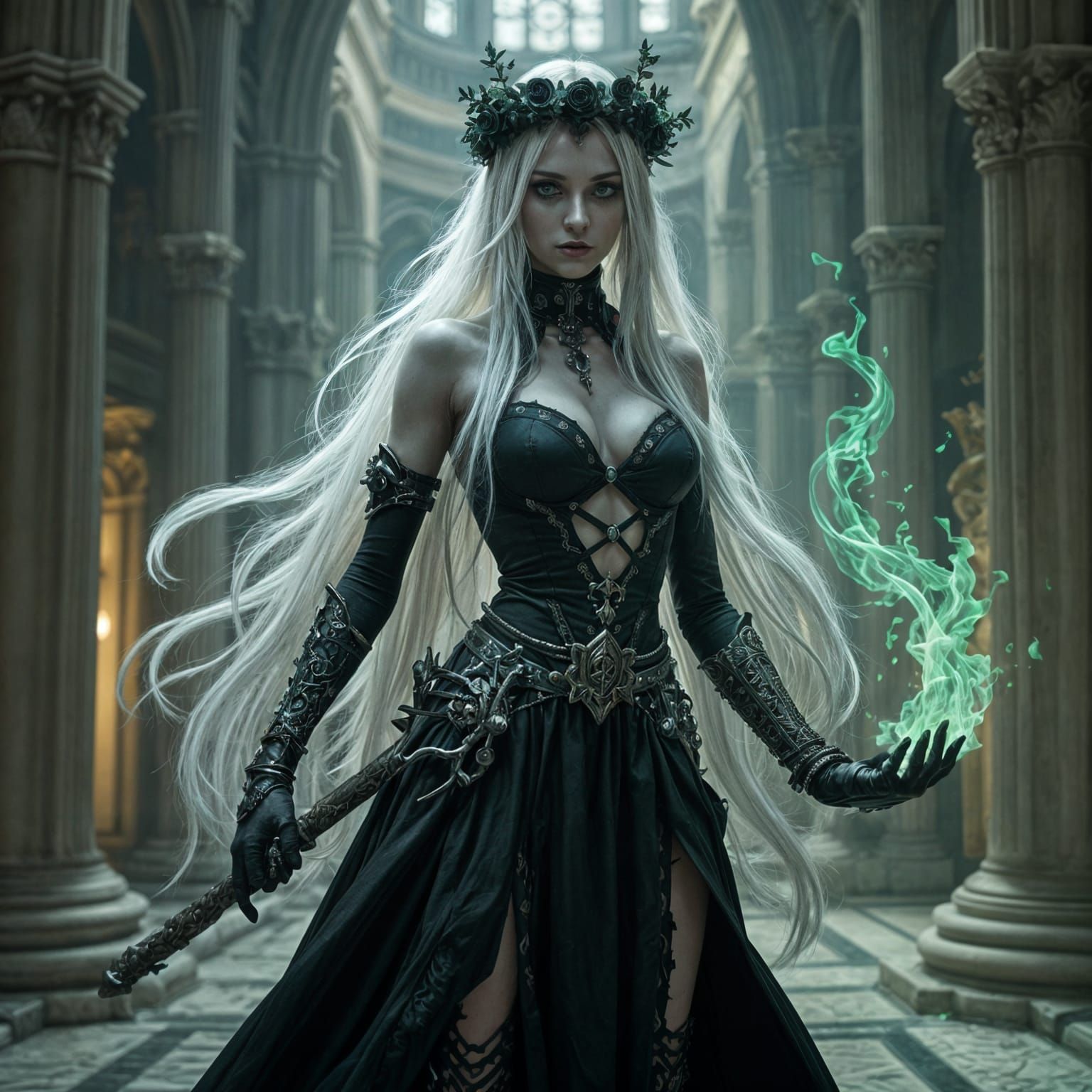 Drow Necromancer in Grand Hall: Splash Art