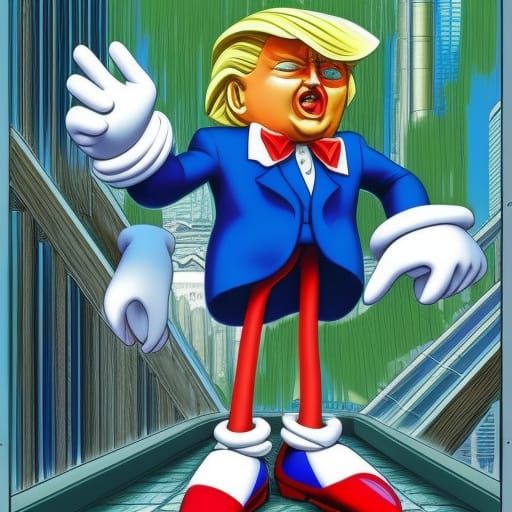 Trump as Sonic Boss: Sega Genesis 3D Art