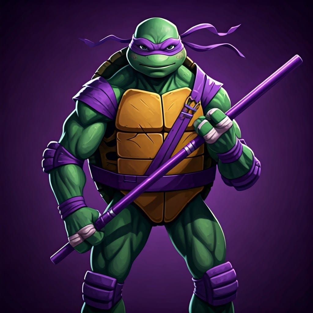Donatello in Purple: Manga-Style Anime Illustration