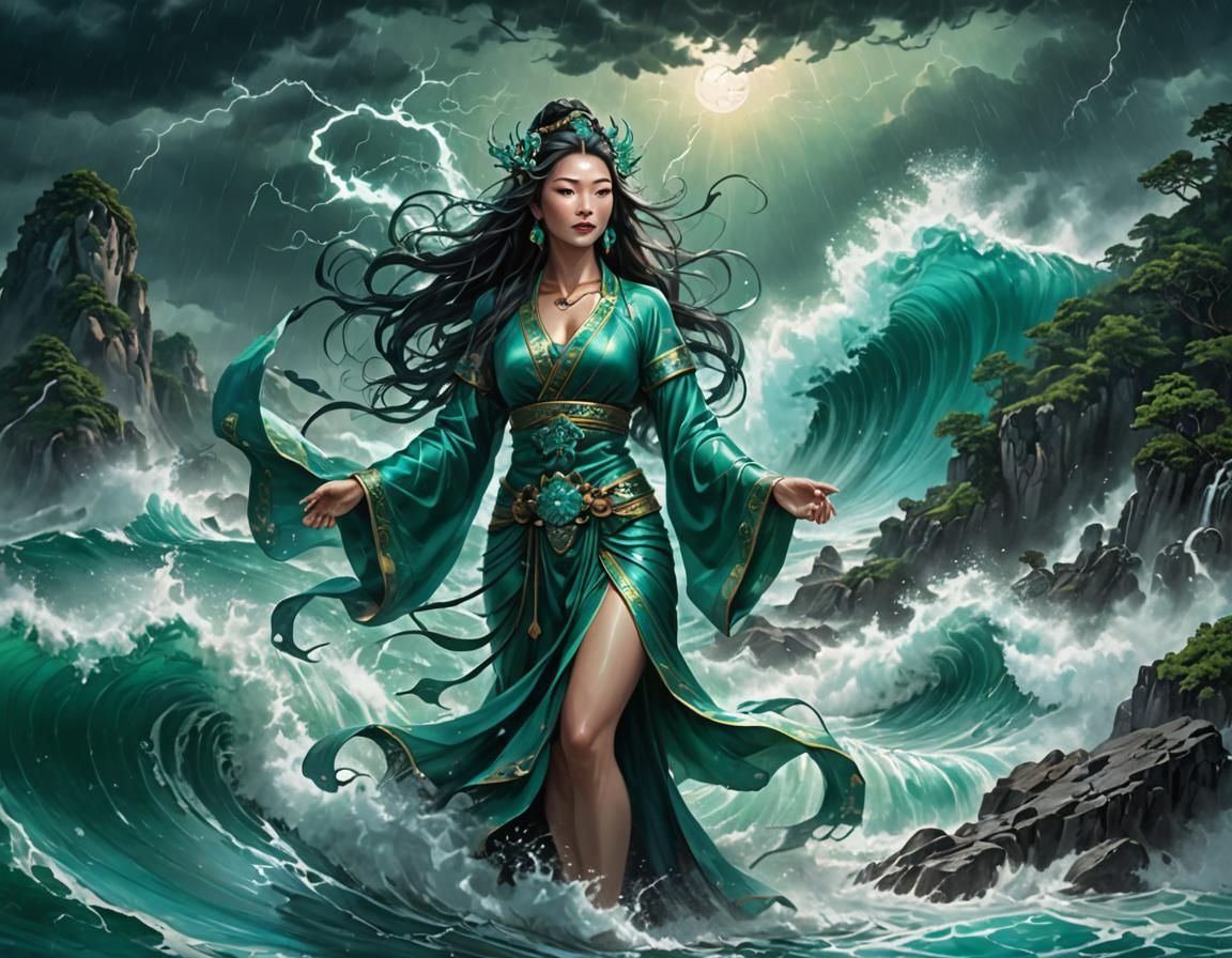 Chinese Goddess of the Storm as Oil Painting