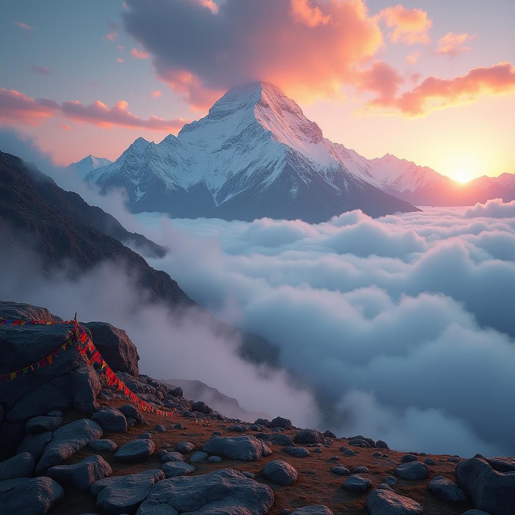 Majestic Mount Kailash at Dawn in Fantasy Style