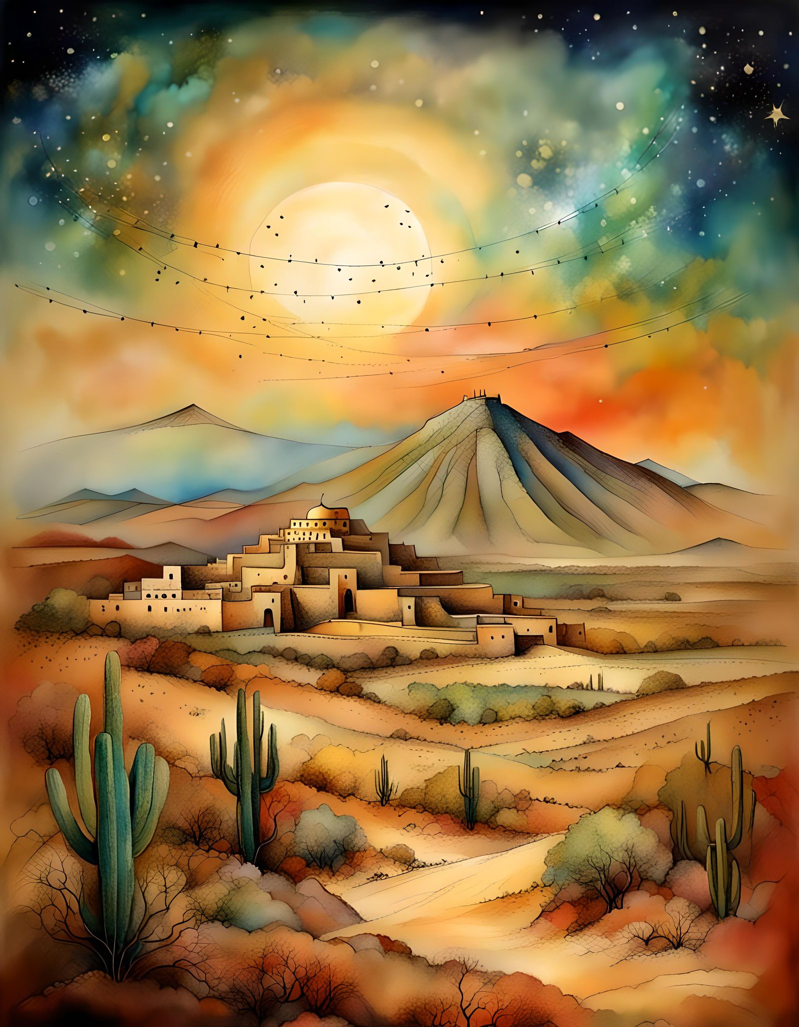 Mystical Mexican Landscape in Surreal Style