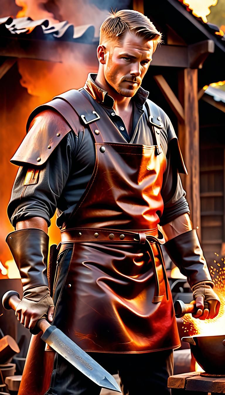 Fantasy Dwarf Smith at the Forge: Frazetta Style