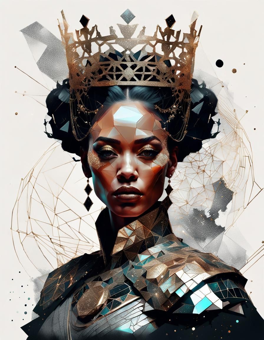 Radiant Queen Portrait with Intricate Details