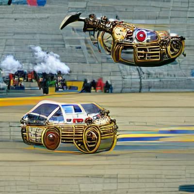 Steampunk Race Car on the Track