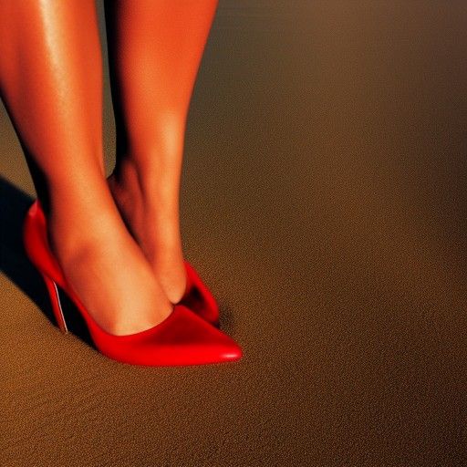 Woman's Legs in Red High Heels on Beach