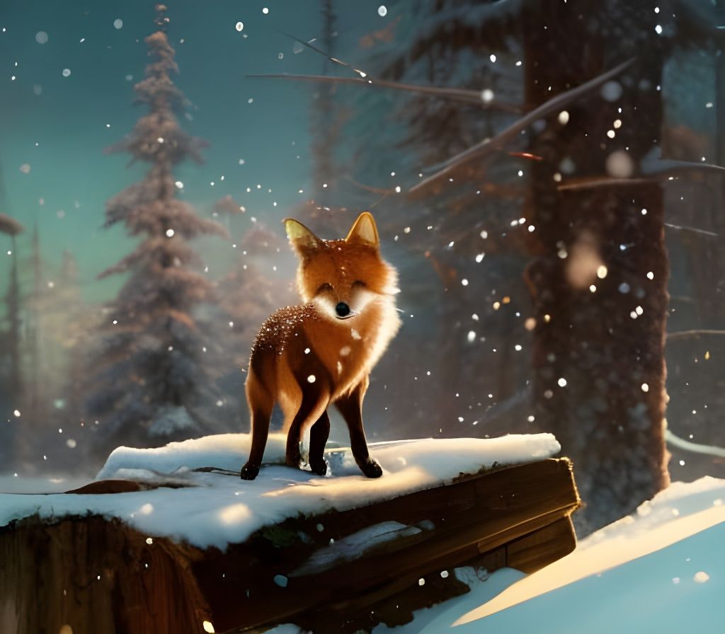 Magical Fox Portrait in Winter Snow