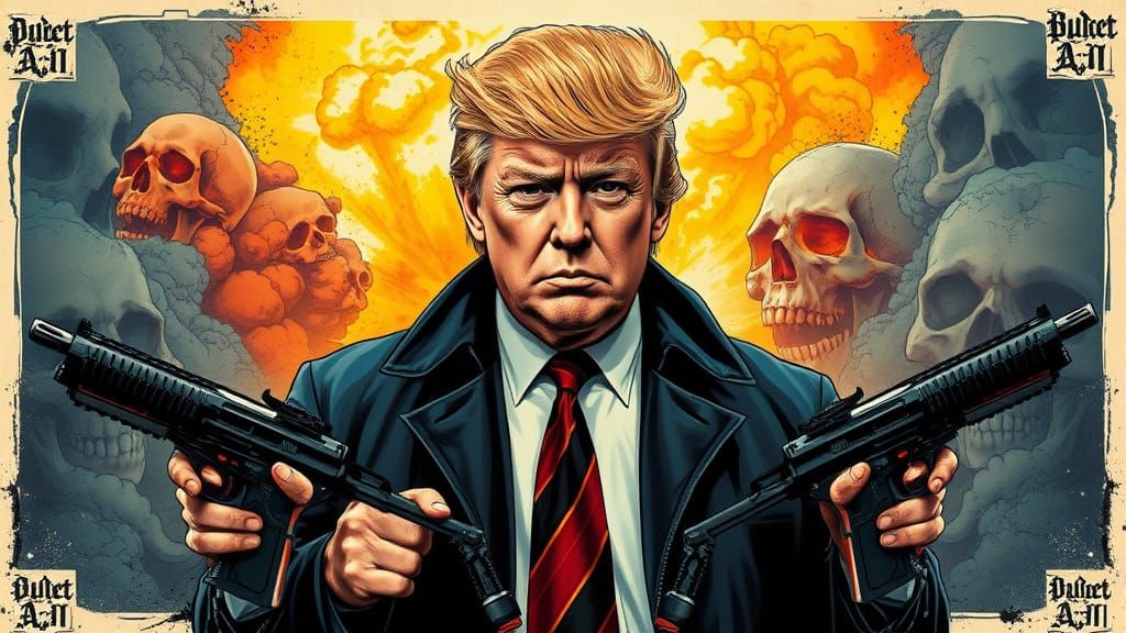 Punk Rock Donald Trump Bounty Hunter in Comic Art