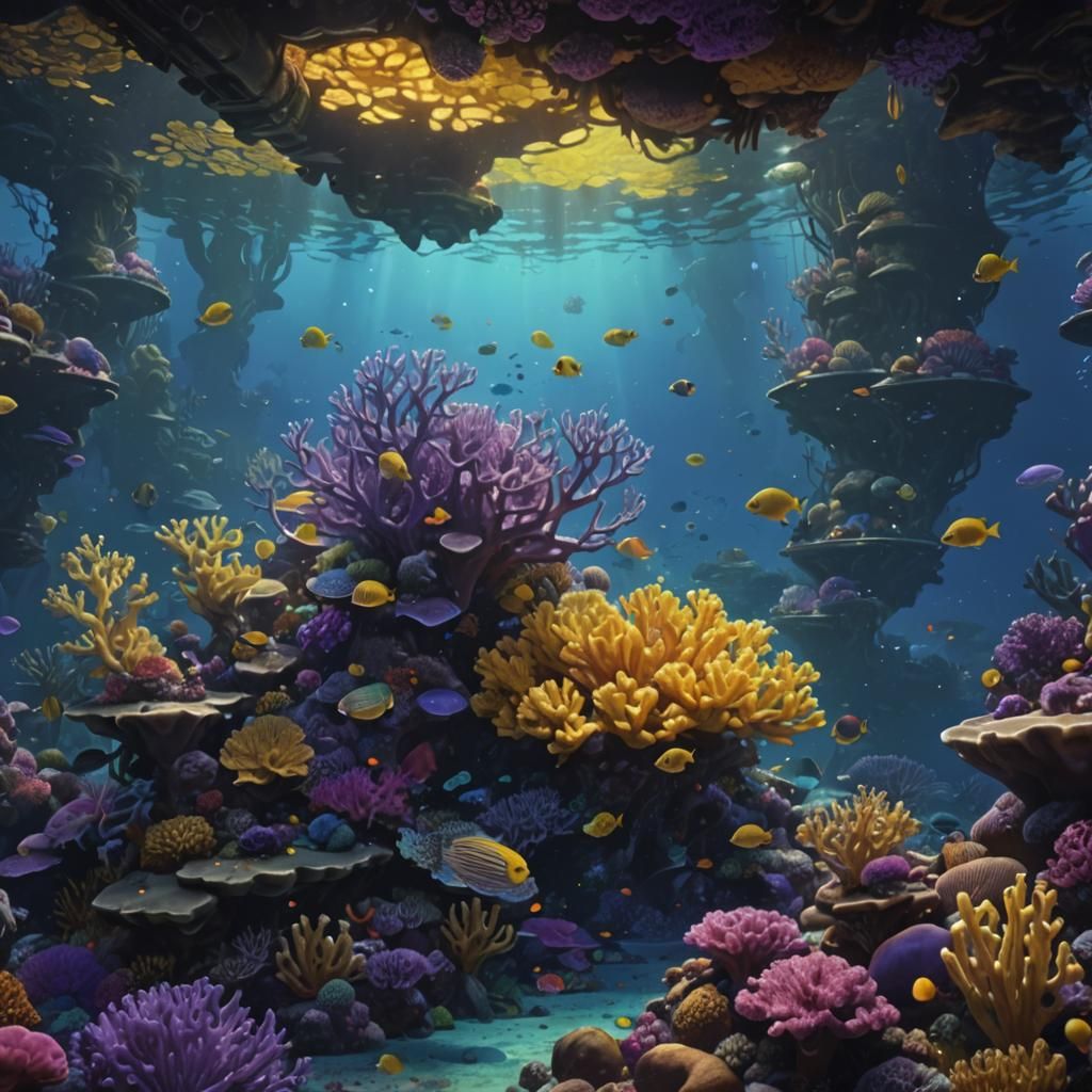 Dark Fantasy Coral Reef Concept Art in 8K