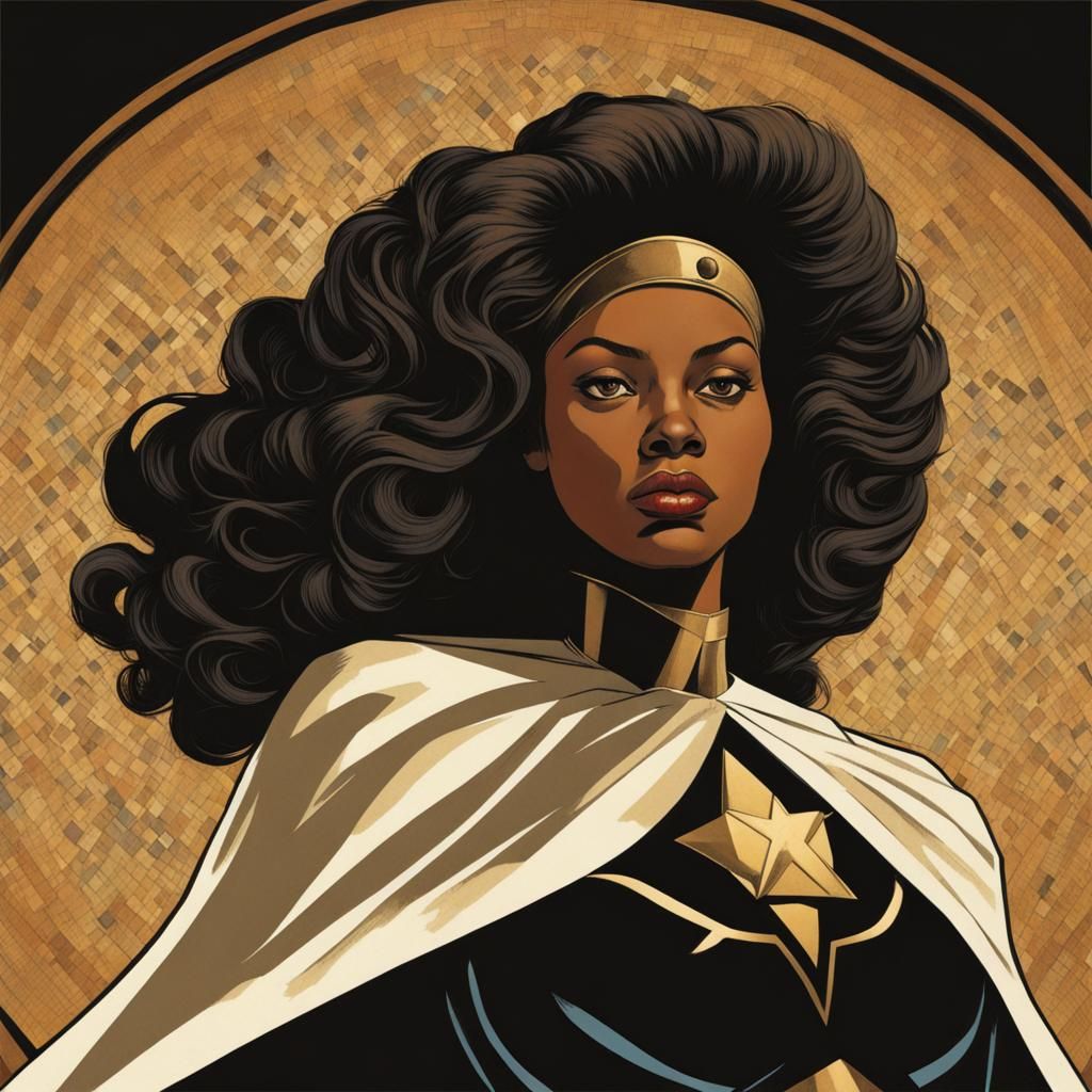 African-American Superhero in Narrative Illustration Style