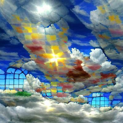 Stained Glass Sky with Heavenly Sunshine