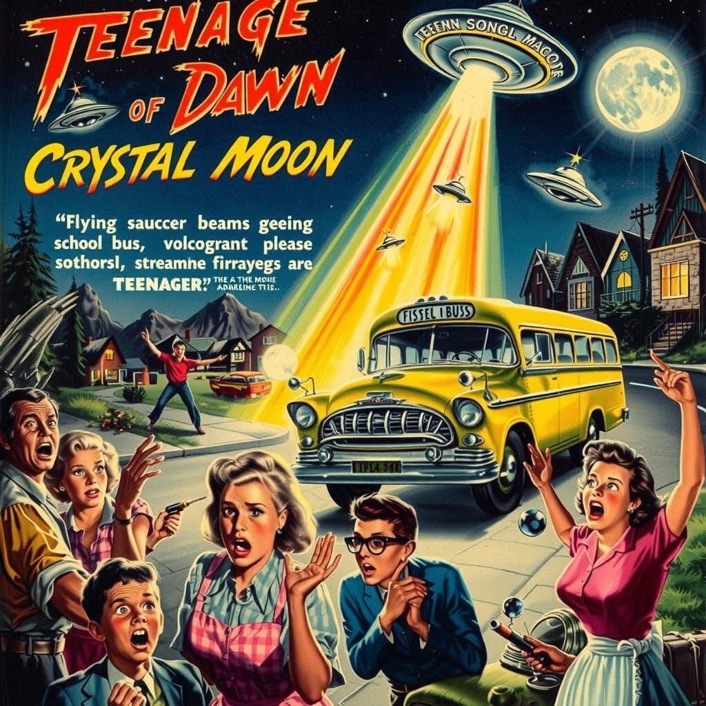 1950s Sci-Fi: Flying Saucer Abducts School Bus