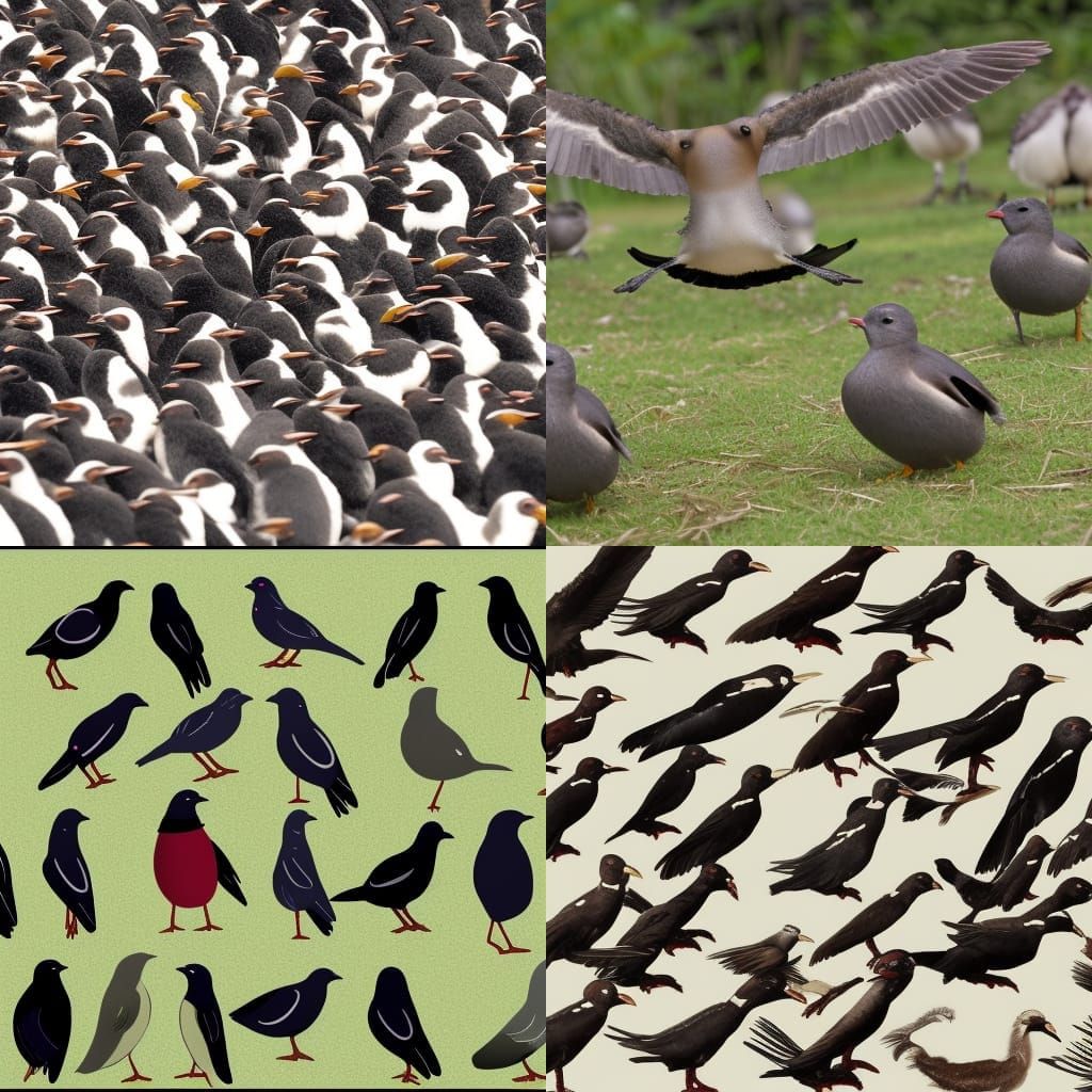 Variety of Flightless Birds: An AI Generated Image