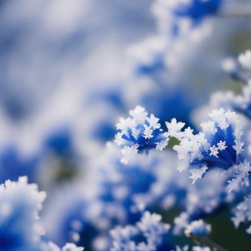 Frozen Blue Flower in Monochromatic Macrophotography