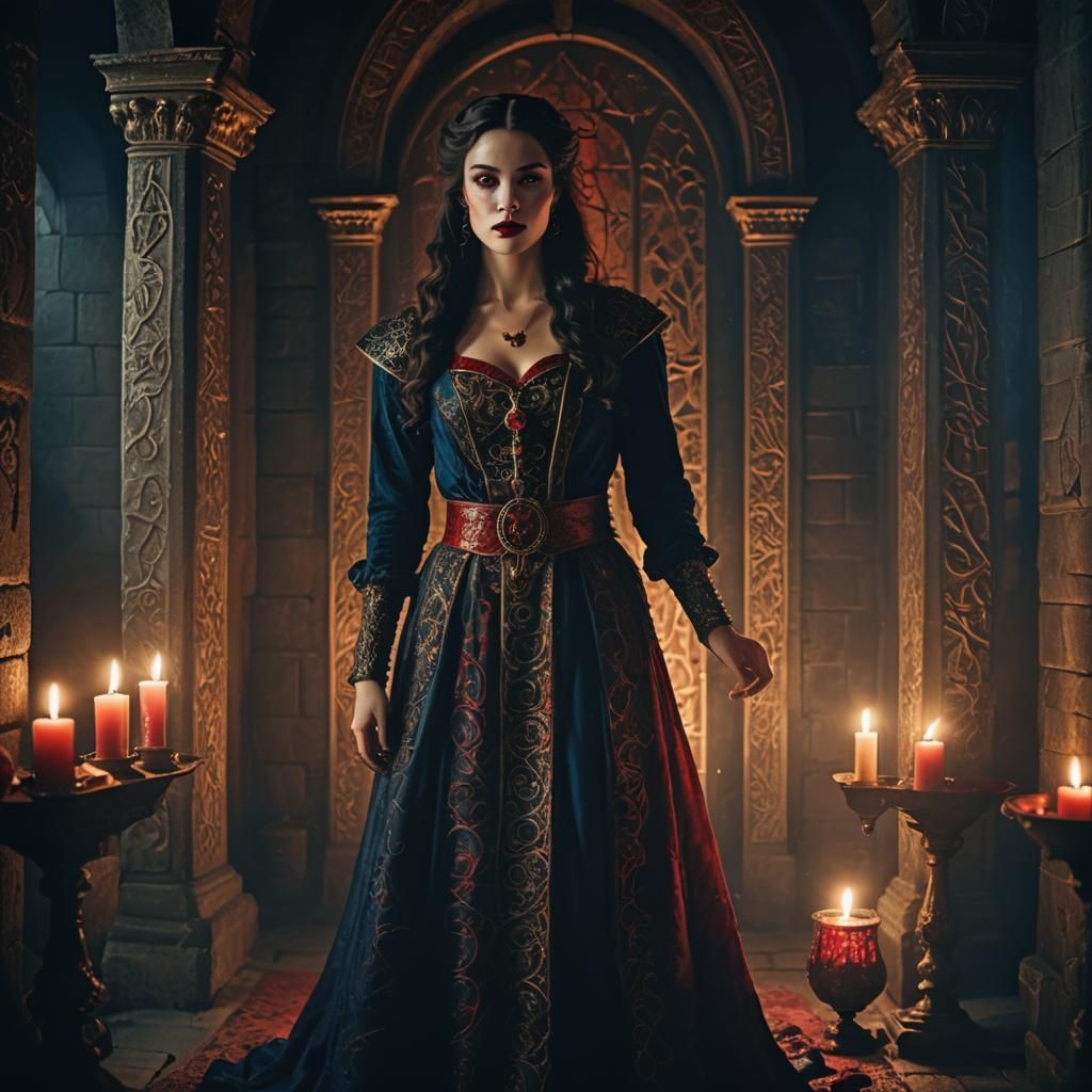 Dark Fantasy Goddess Portrait in Candlelight