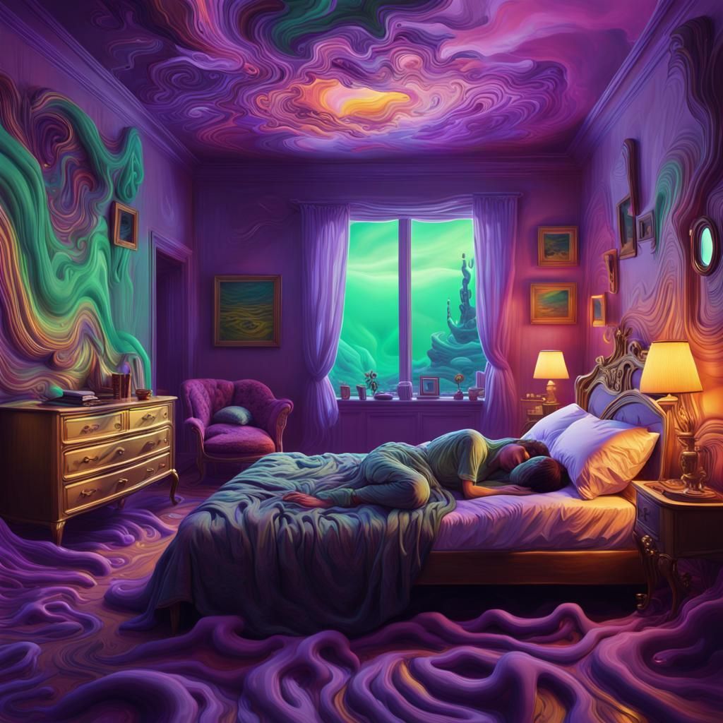 Dreamscape Awakening in Vibrant Psychedelia