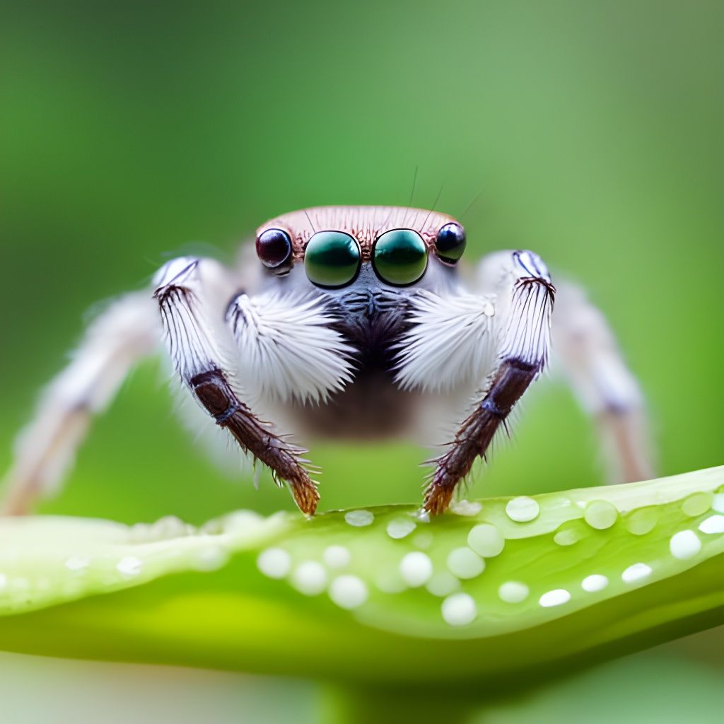 Adorable Jumping Spider Hiding Under Mushroom