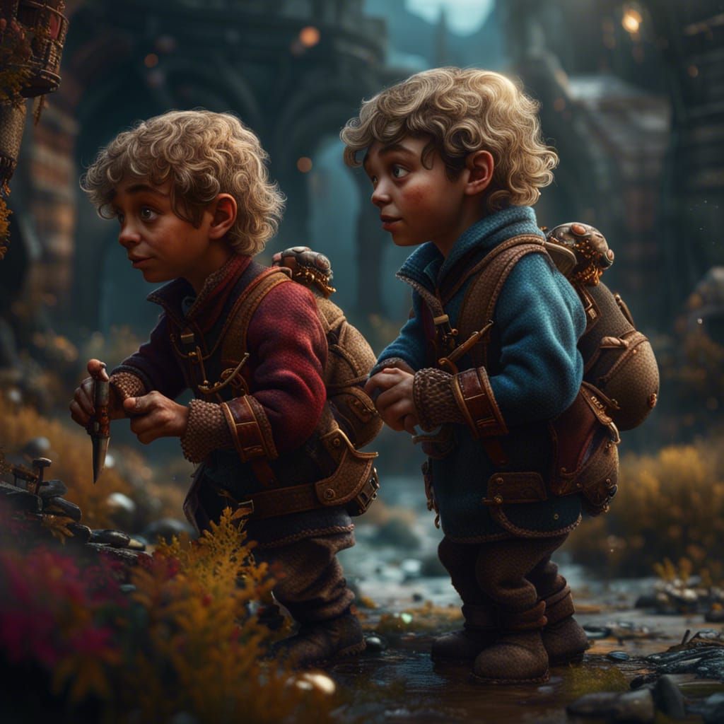 Two Boys Playing, and as Men: Matte Painting