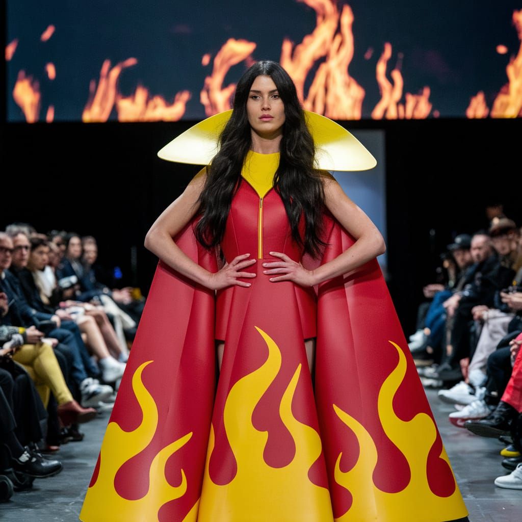 2024 Fashion Show with Supermodel in Red Dress