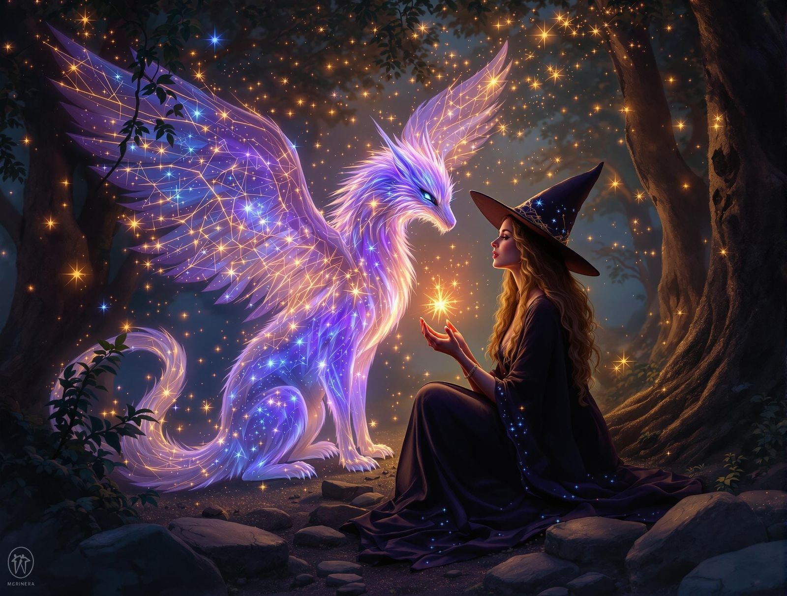 A Luminous Encounter of Witch and Starlight Familiar in Fant...