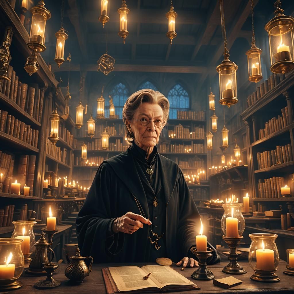 Professor McGonagall in Magical Hogwarts Classroom