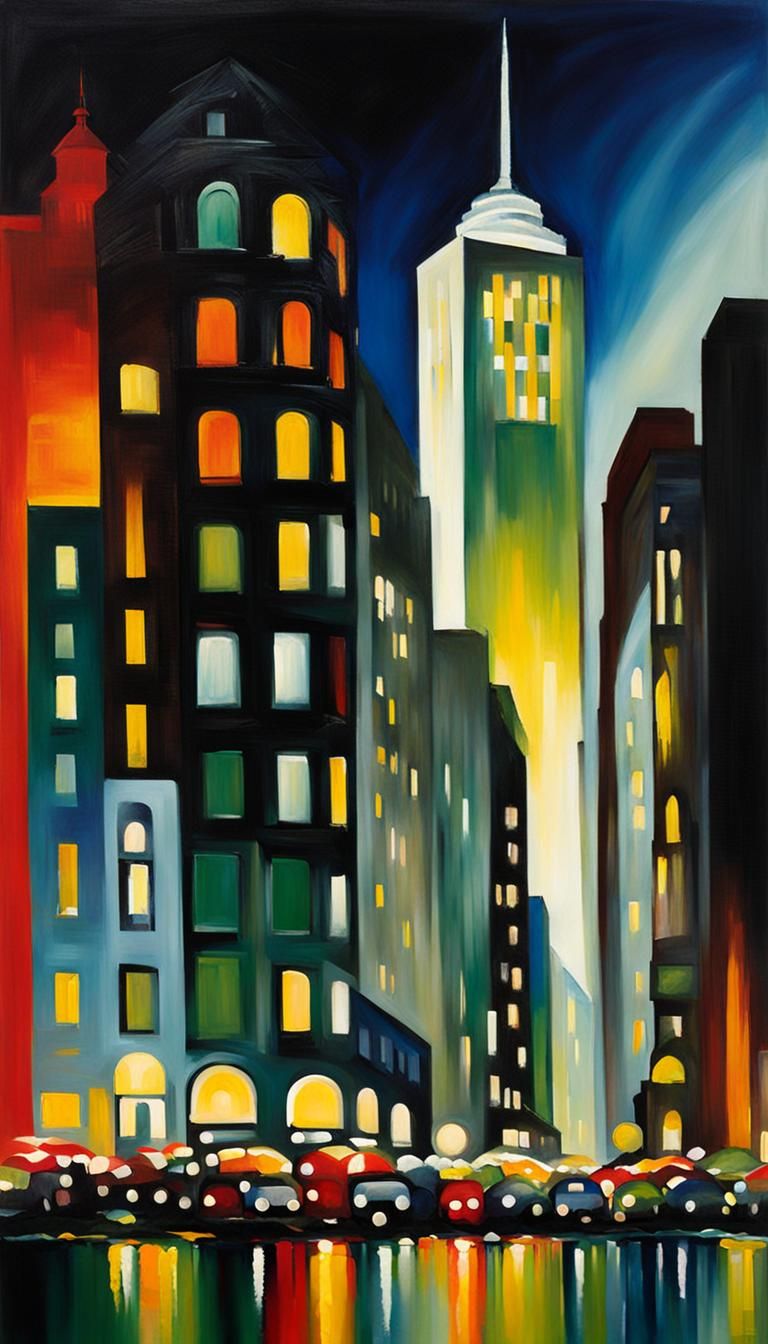 City Lights as Palette Knife Painting