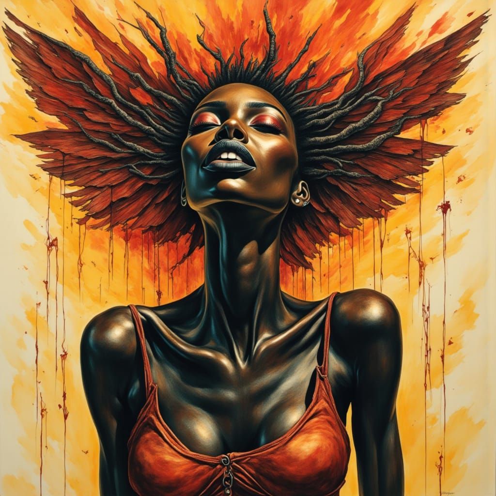 Surreal Horror Art of a Gorgeous Black Woman