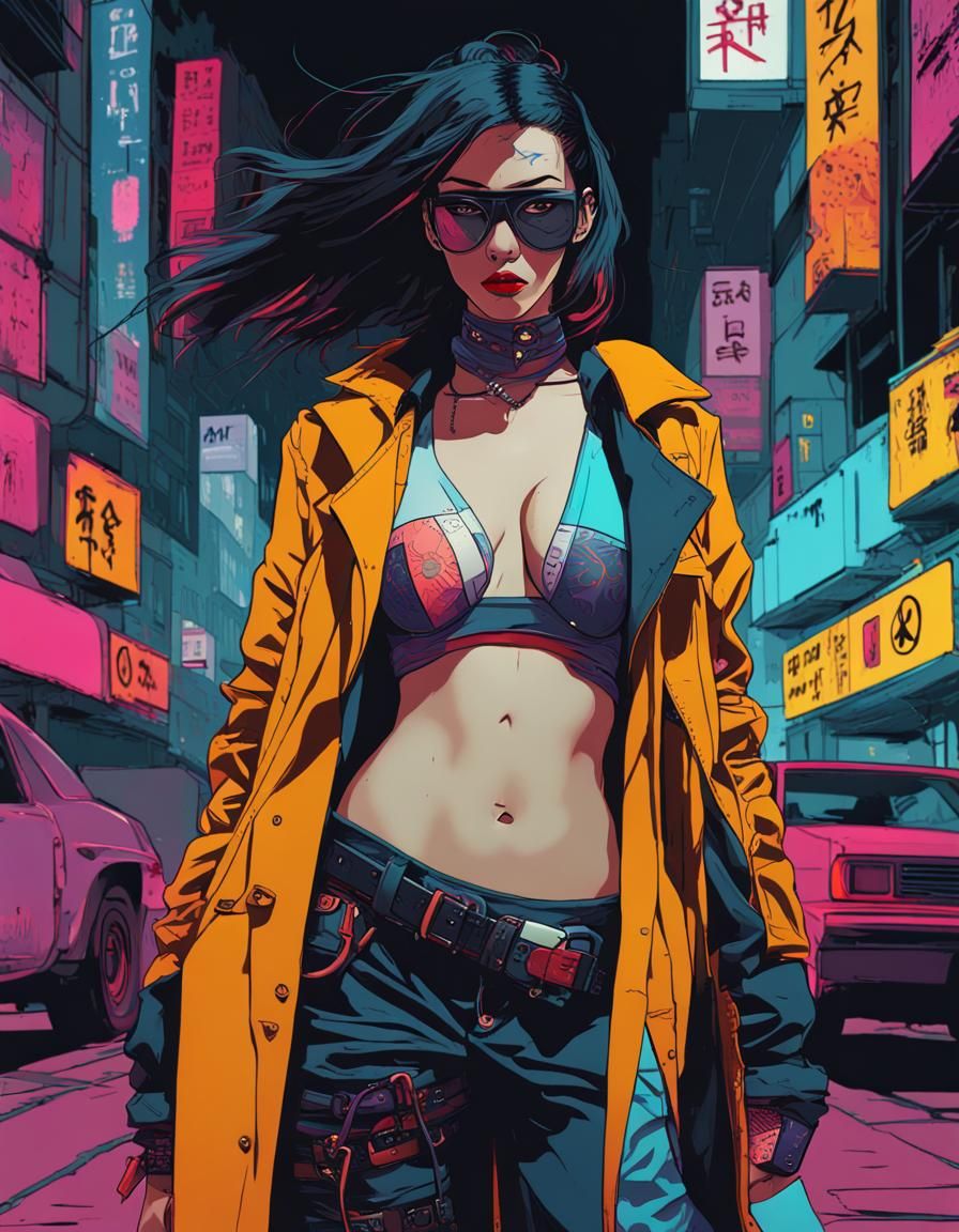 Cyberpunk Supermodel Assassin in Underground Scene