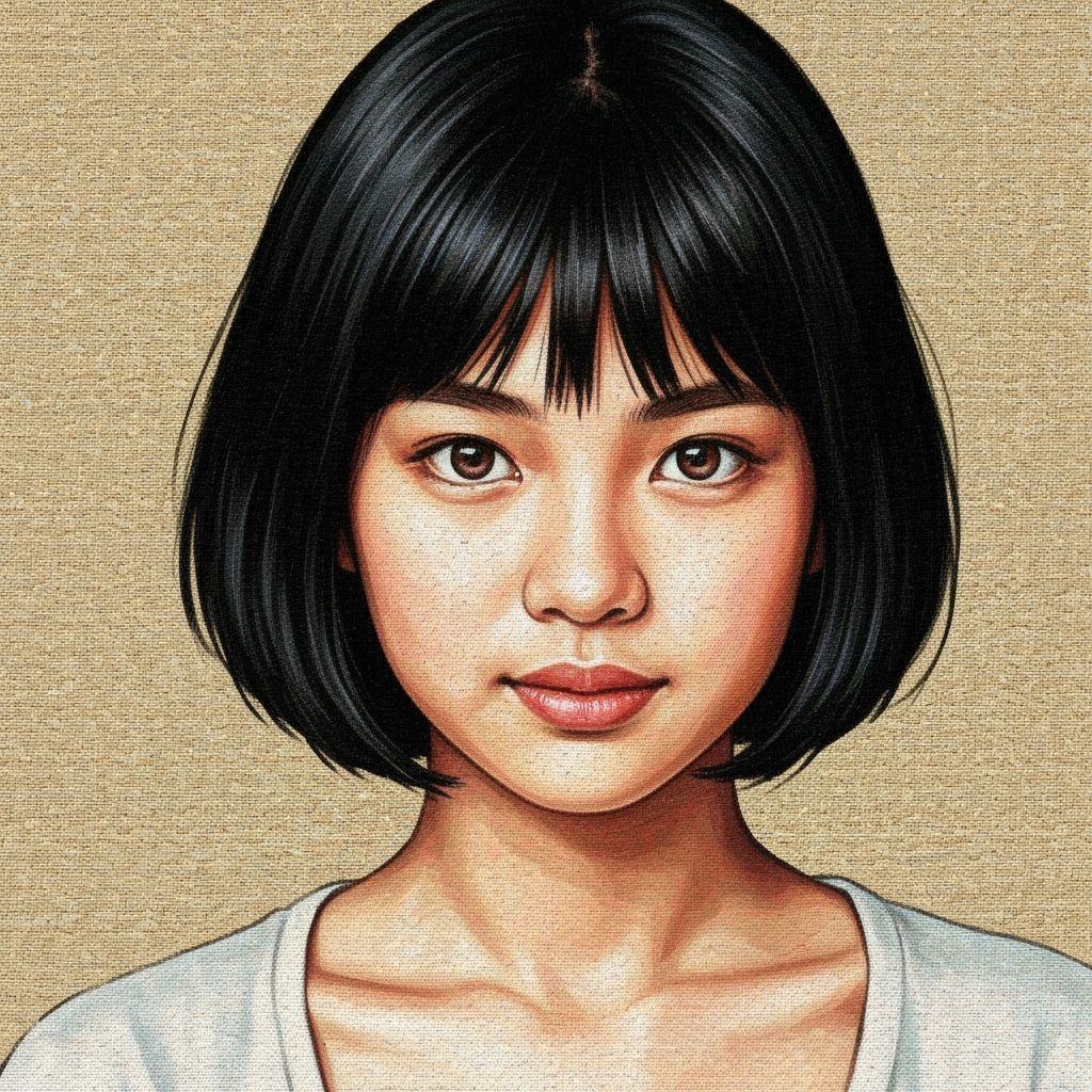Surreal Thai Woman Portrait in Woven Tapestry Style
