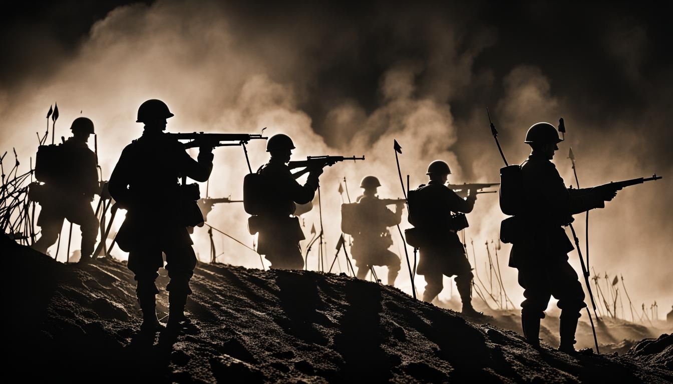 Silhouetted Soldiers From The Trenches Of WWI