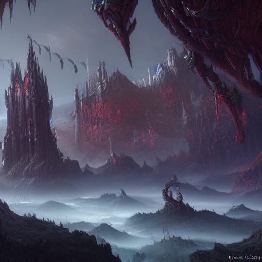 Detailed Matte Painting of Fantastical Vanaheim