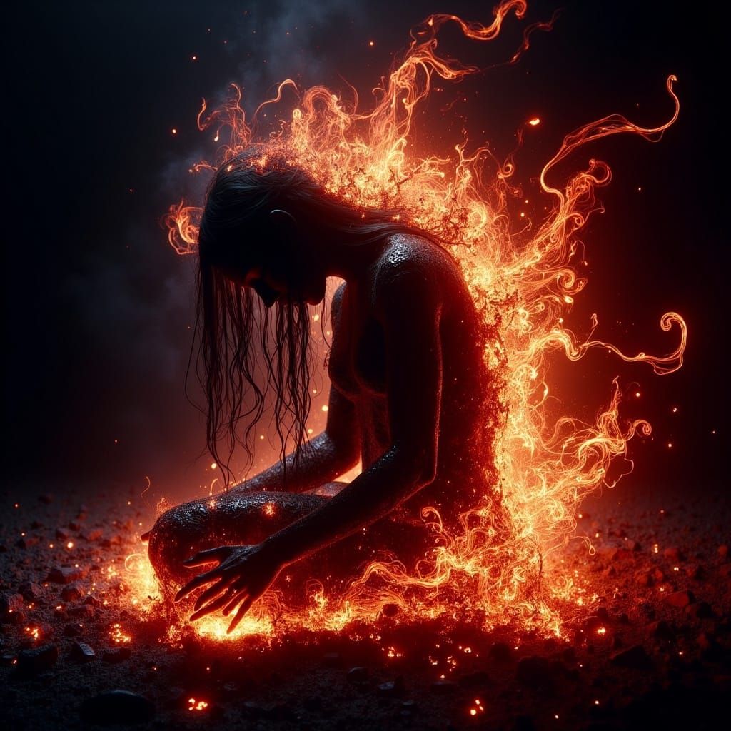 Norse Goddess of Fire Transformed by Flames