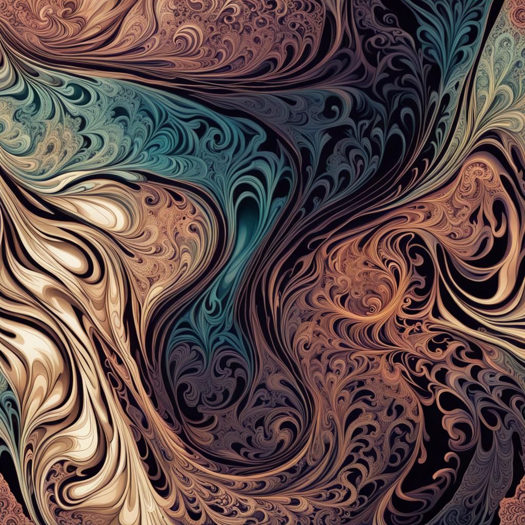 Abstract Cosmic Liquid Lace with Filigree Pattern