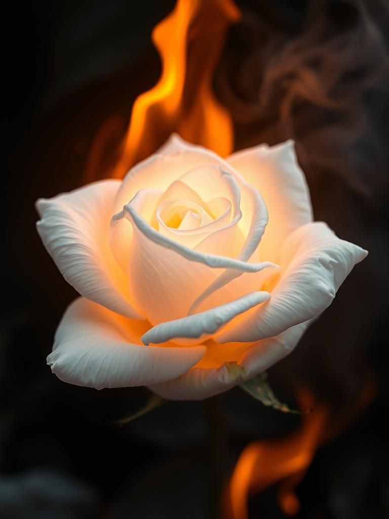 Fiery White Crystal Rose Digital Art