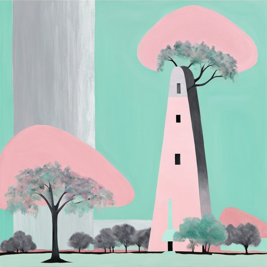 Surrealist Bauhaus Fauvist Elm Tree Painting