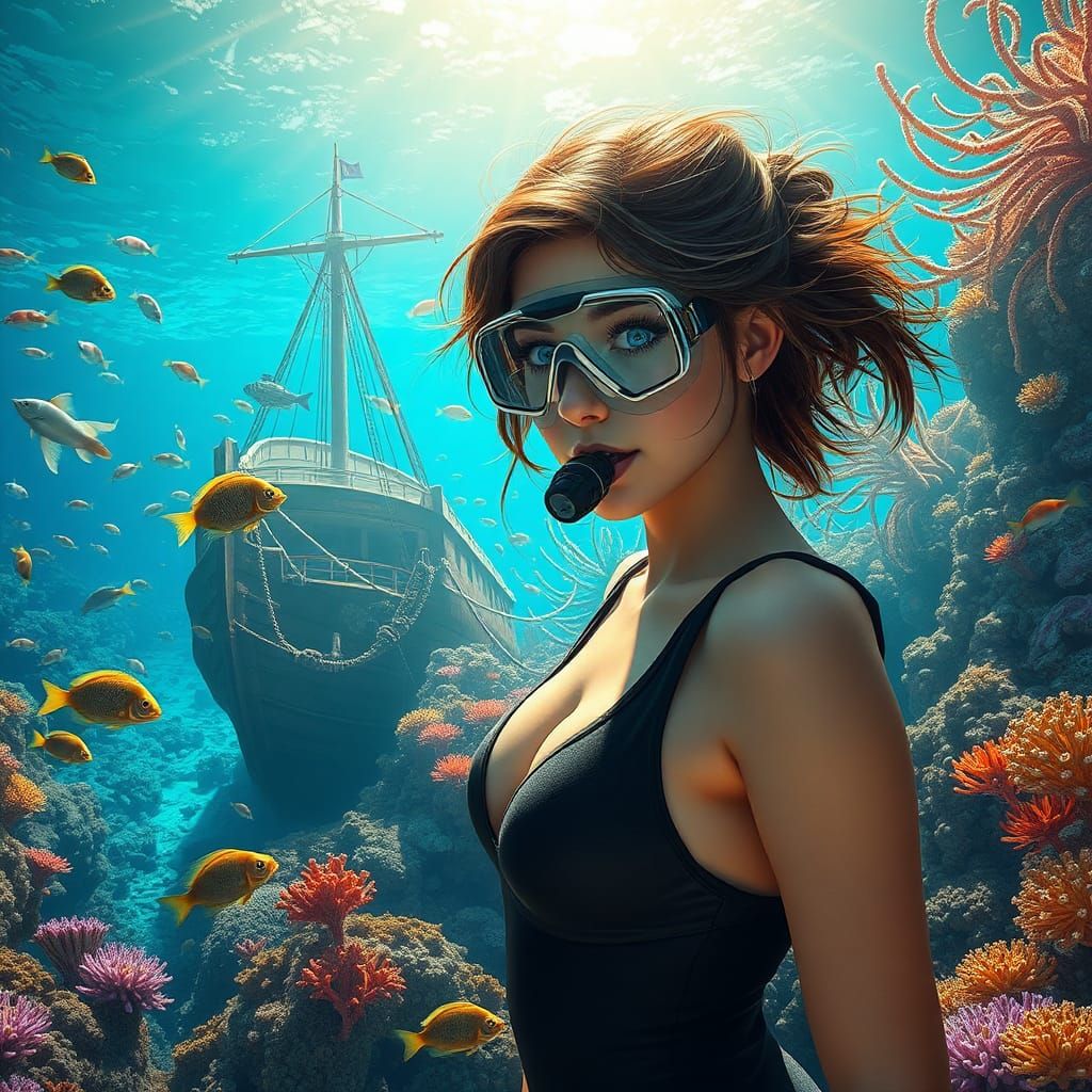 Lush Coral Reef Scene in Fantasy Style