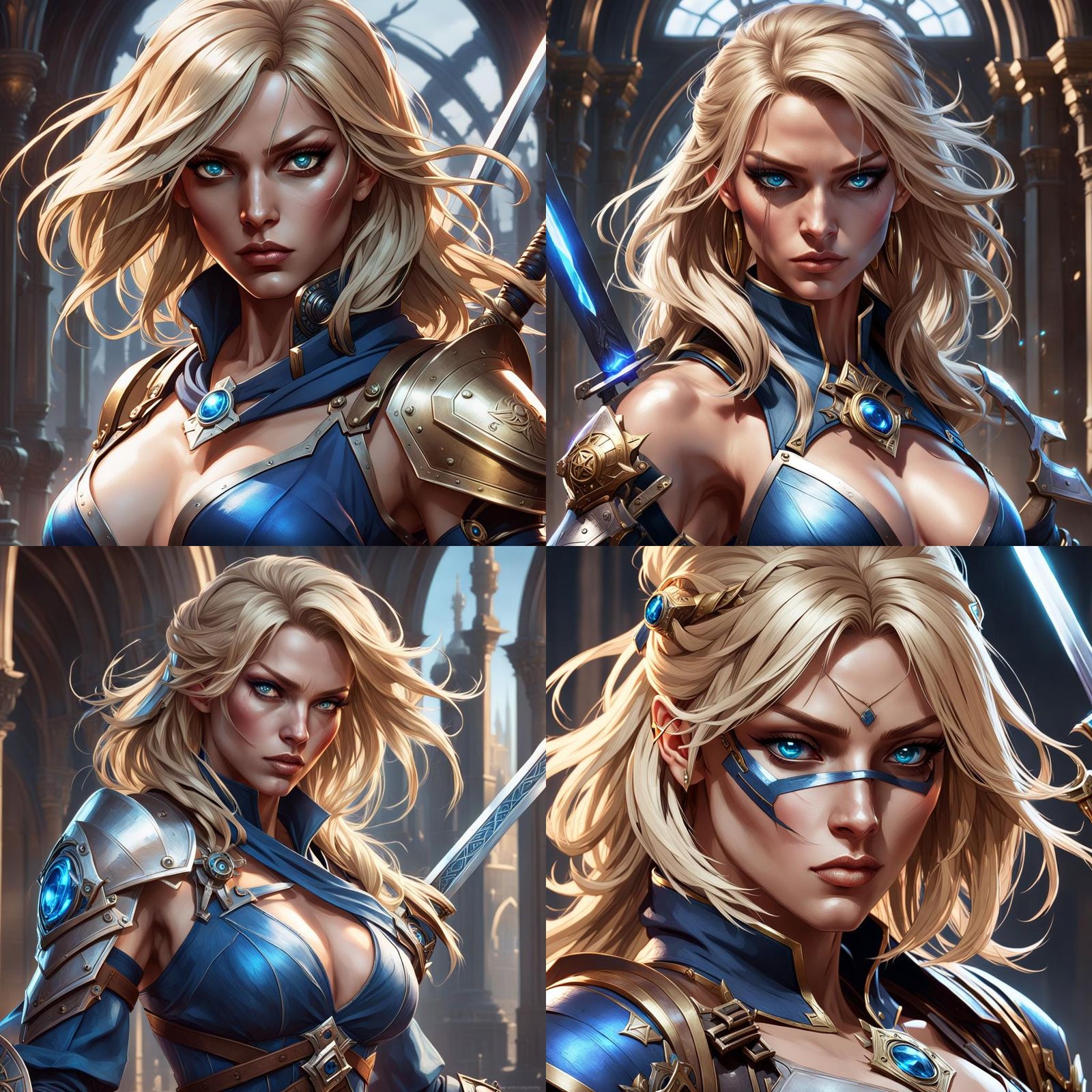 Assassin Girl Portrait with Swords, Hyperdetailed Digital Ar...