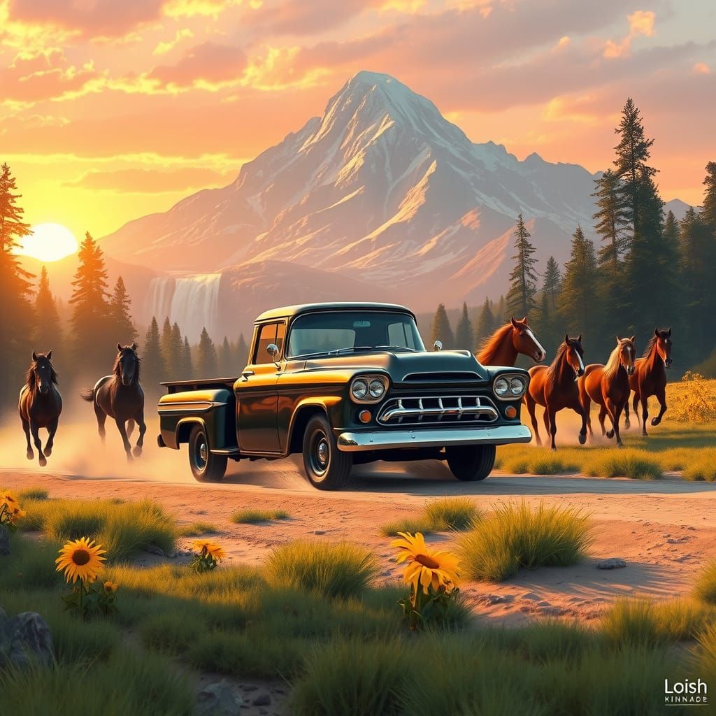 Vintage Apache Pickup Truck Rides Through Majestic Mountains...