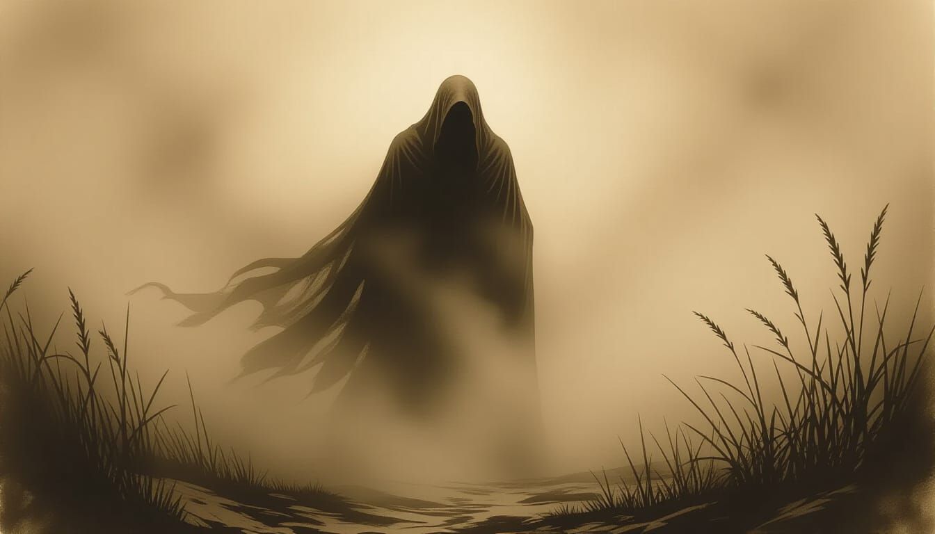 Mysterious Figure in Misty Sepia Atmosphere