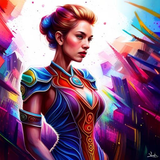 Kara Zor-El in Kryptonian Dress: Graffiti Art Style