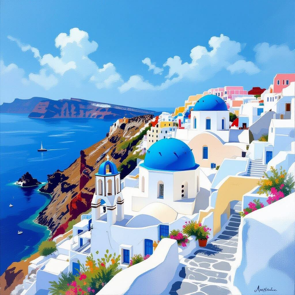 Santorini's Whitewashed Cliffs: A Mediterranean Dreamscape