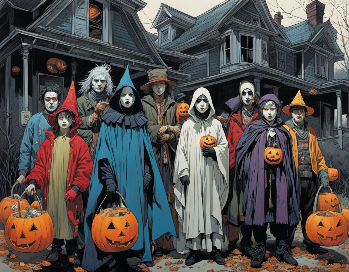 Halloween Trick-or-Treaters: Insanely Detailed Illustration
