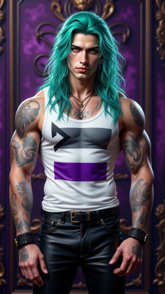 Muscular Queer Figure in Glam Punk Style
