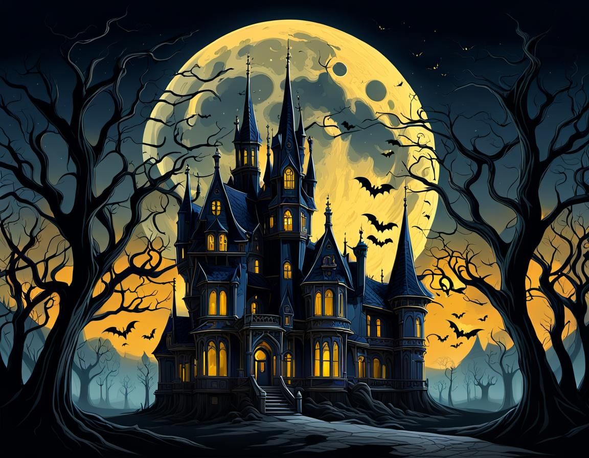 Gothic Mansion: A Surreal Digital Landscape