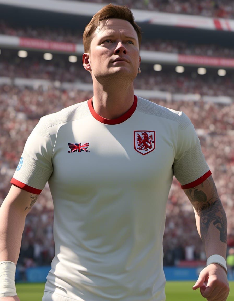 England Football Player Portrait in Hyperrealistic Style